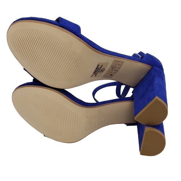 Shein Ankle Strap High Heel Pumps Blue Fabric Size 10 - Picture 8 of 8